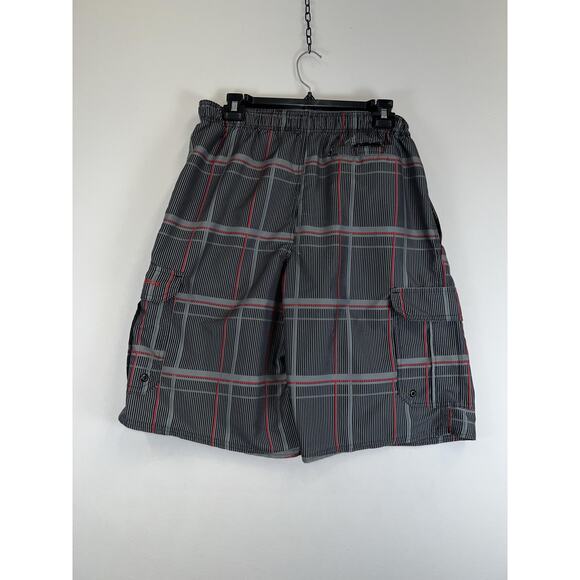 Beverly Hills Polo Club Shorts Mens Medium Plaid Swim Trunks Boardshorts - Picture 2 of 7